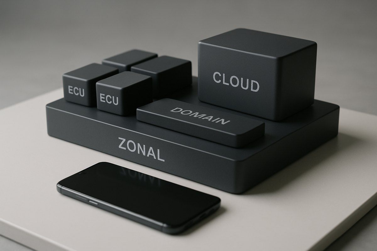 Software-defined vehicle architecture: ECU, domain, zonal, cloud, and mobile layers