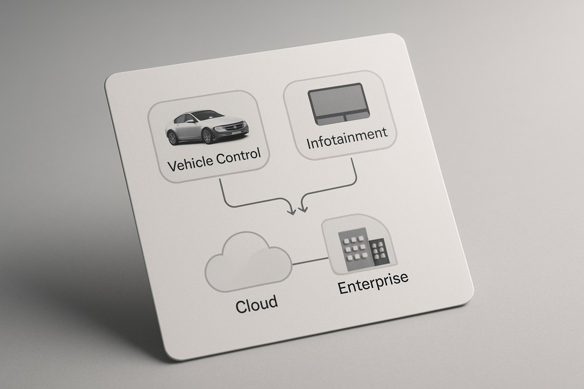Automotive software system classes: vehicle control, infotainment, cloud, and enterprise