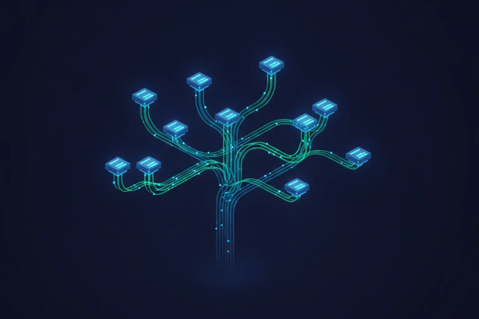 Open source contribution network of forks, branches and merges