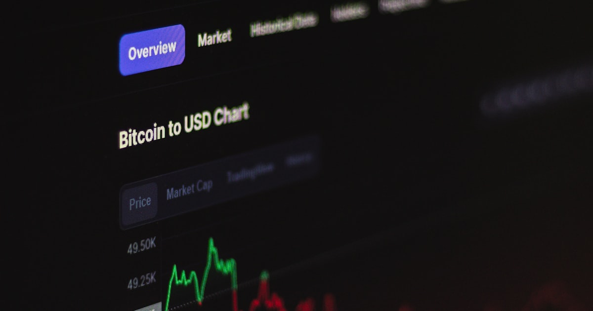 Bitcoin-to-USD price chart on a screen — crypto exchange development cost