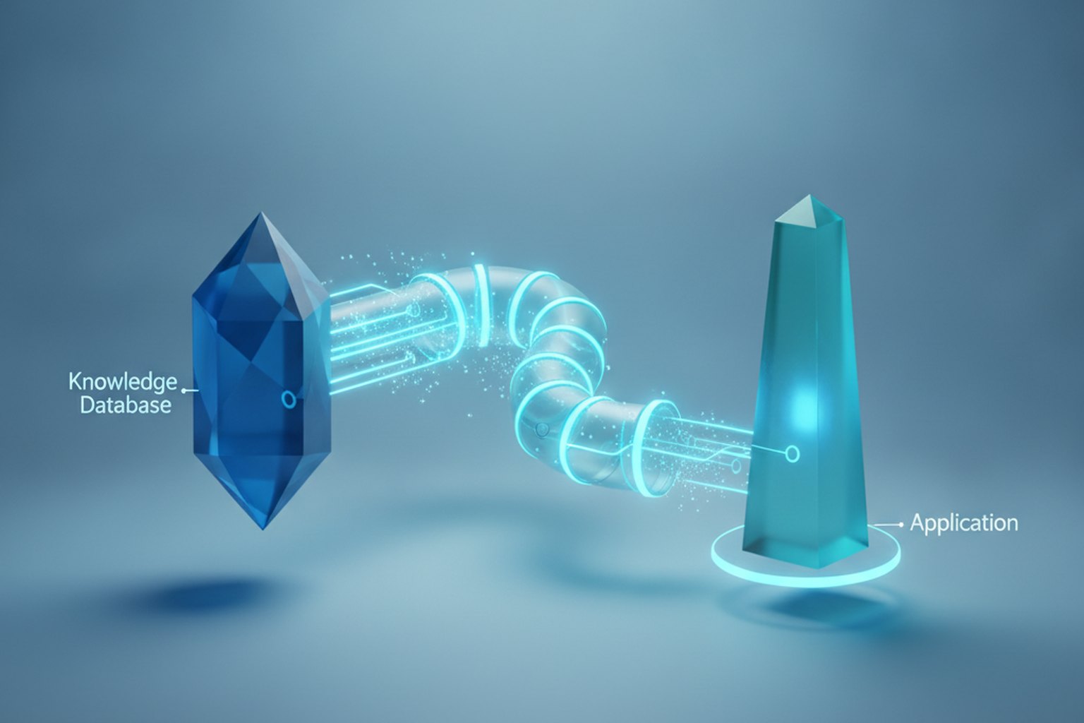 Una pipeline di retrieval che collega un database di conoscenza a un'applicazione, illustrando l'architettura RAG per il software con AI generativa