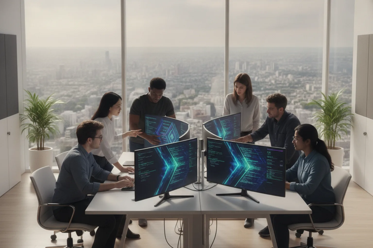 Software engineering team in a regional tech hub, reflecting country-level custom software demand