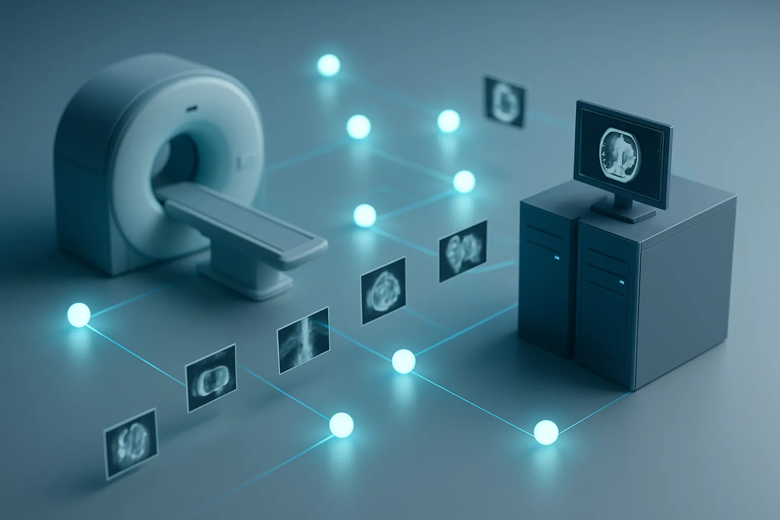 Données d'imagerie médicale circulant des scanners vers PACS et visionneuses DICOM