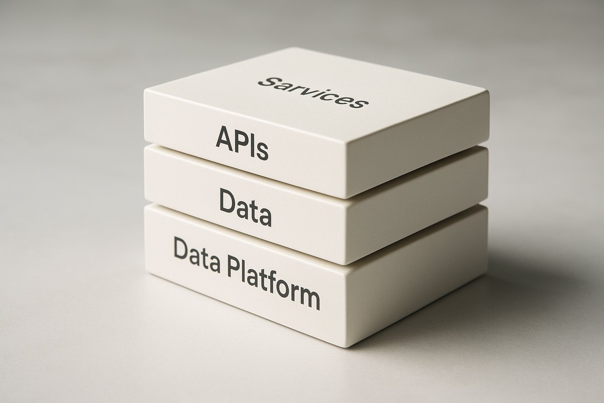 Insurance software reference architecture with layered services, APIs, and data platform