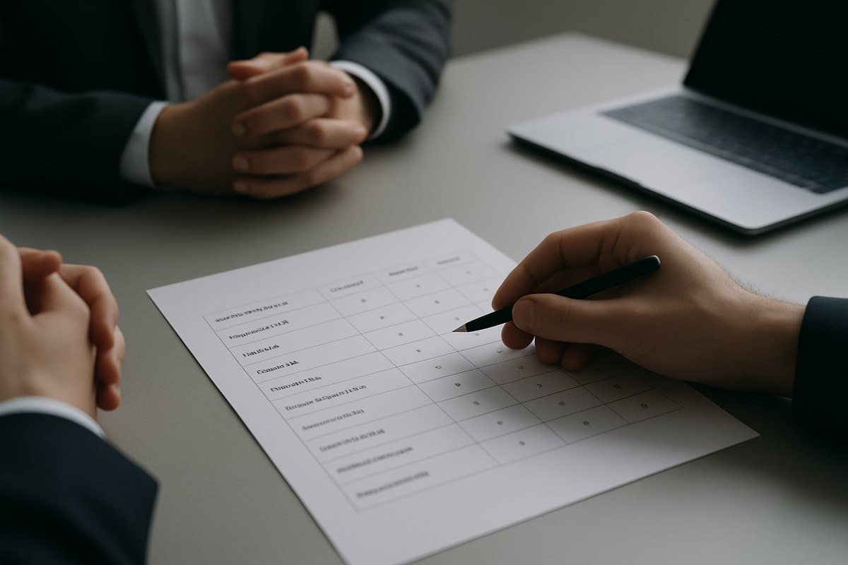 Insurance software vendor selection scorecard with evaluation criteria
