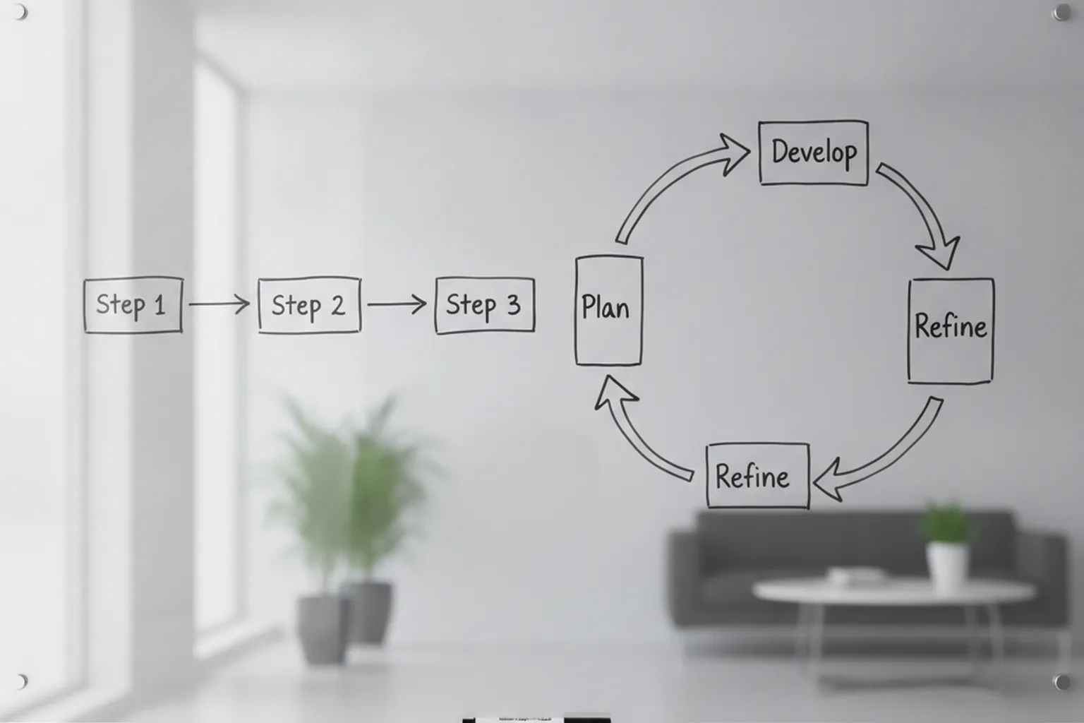 Flux linéaire en cascade face à une boucle itérative Agile