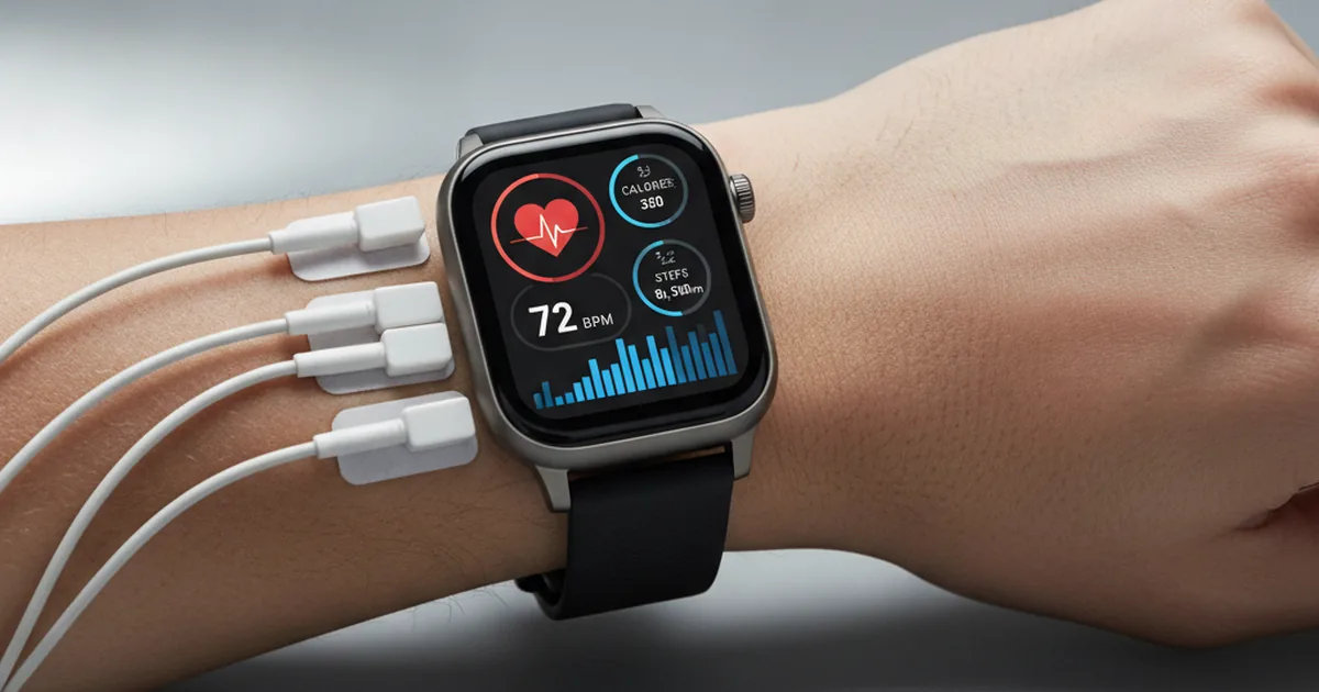 Smartwatch displaying heart rate and health metrics for remote patient monitoring