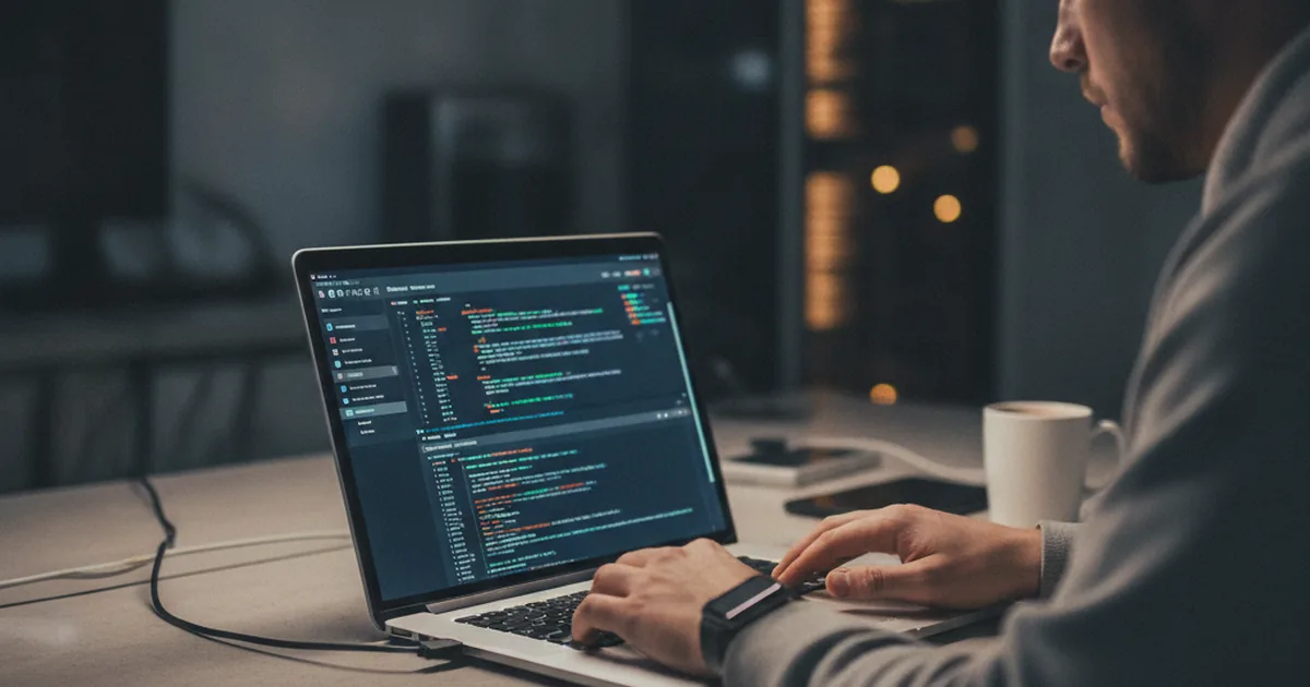 Developer inspecting mobile app network traffic on laptop with proxy tool for SDK security audit