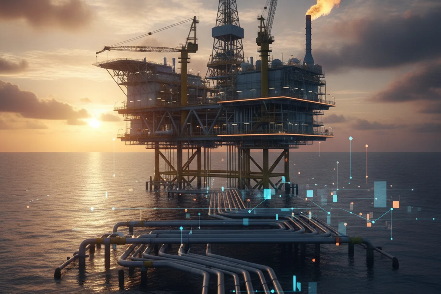 Offshore-Öl- und Gas-Plattform mit IoT-Sensornetzwerk