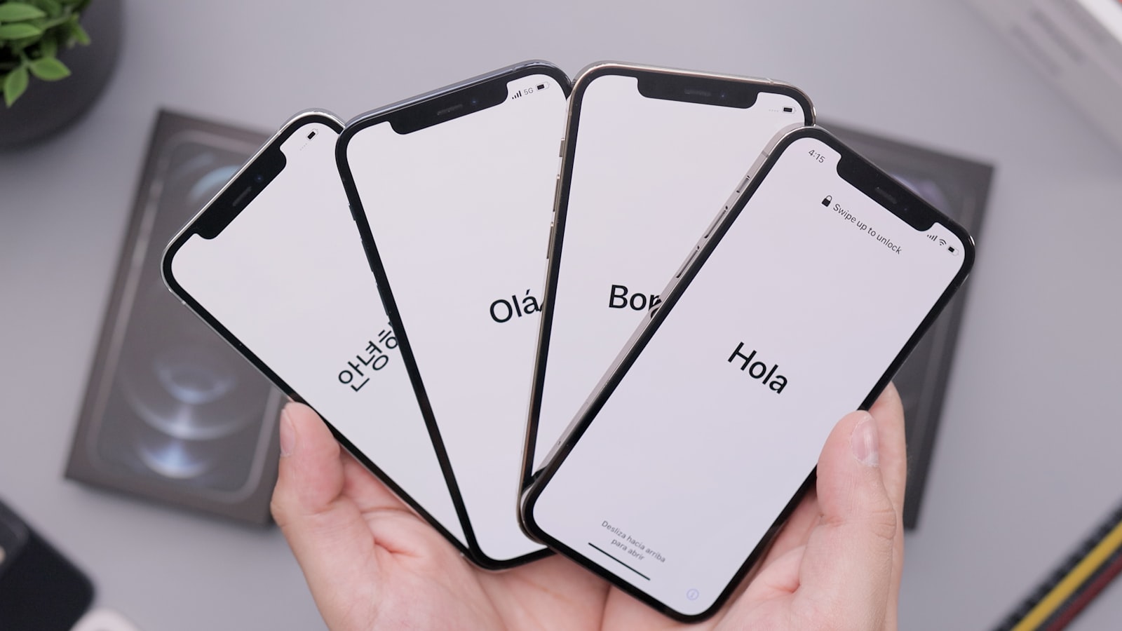 On-device AI in mobile apps — a hand holding several smartphones running local language models