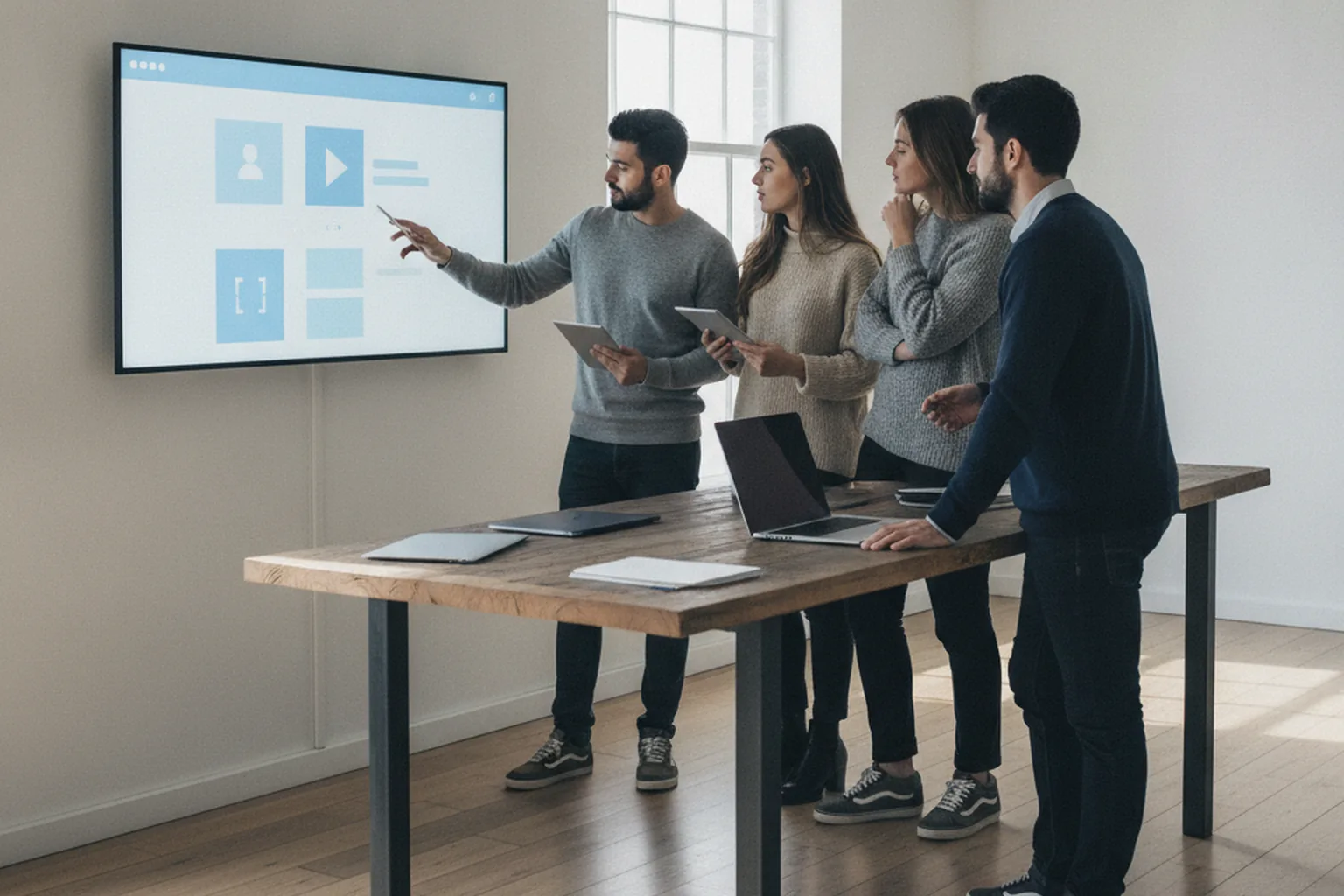 Entwicklerteam bei der App-Prototypen-Pr&uuml;fung