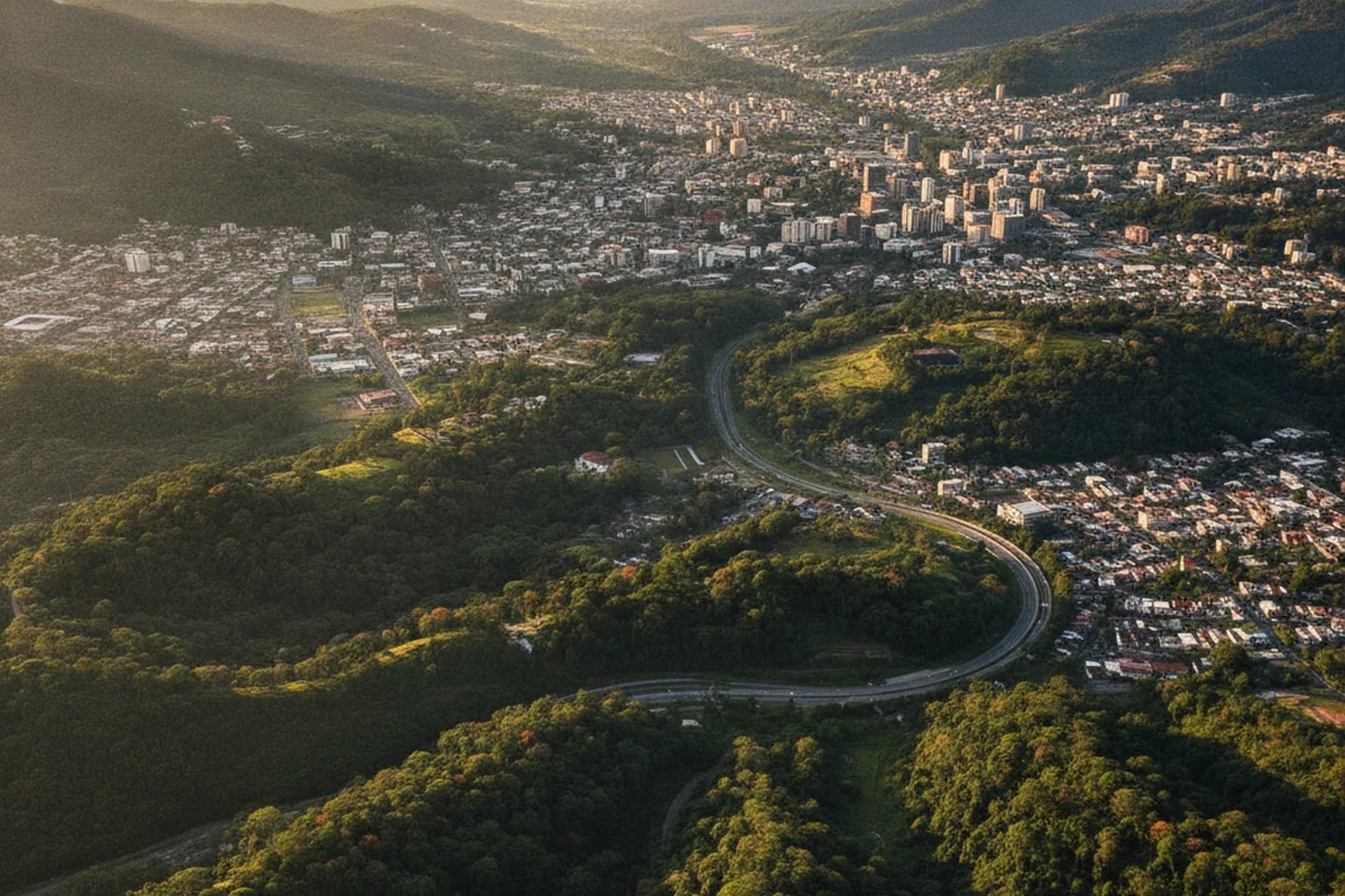 Luftaufnahme von San José und dem Valle Central, wo der Großteil der Tech-Talente Costa Ricas arbeitet