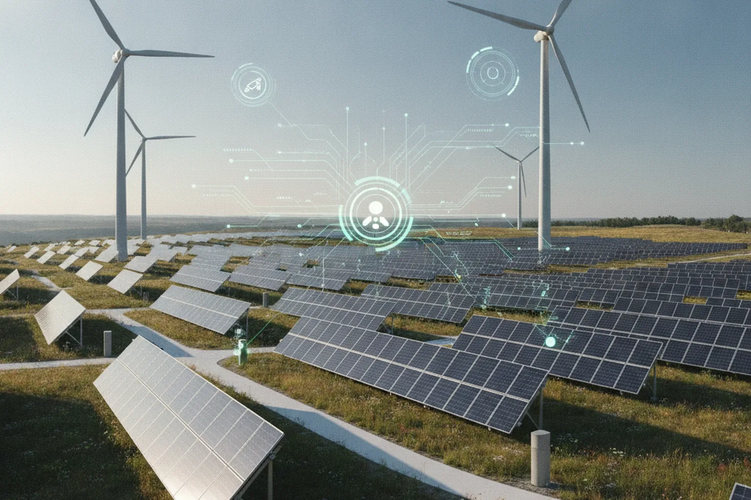 Solar and wind renewable energy assets under digital monitoring