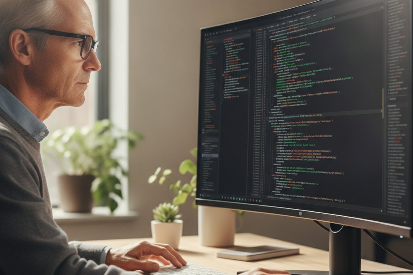 senior engineer reviewing AI-generated code on a diff screen — why AI still needs human review before it changes a software budget