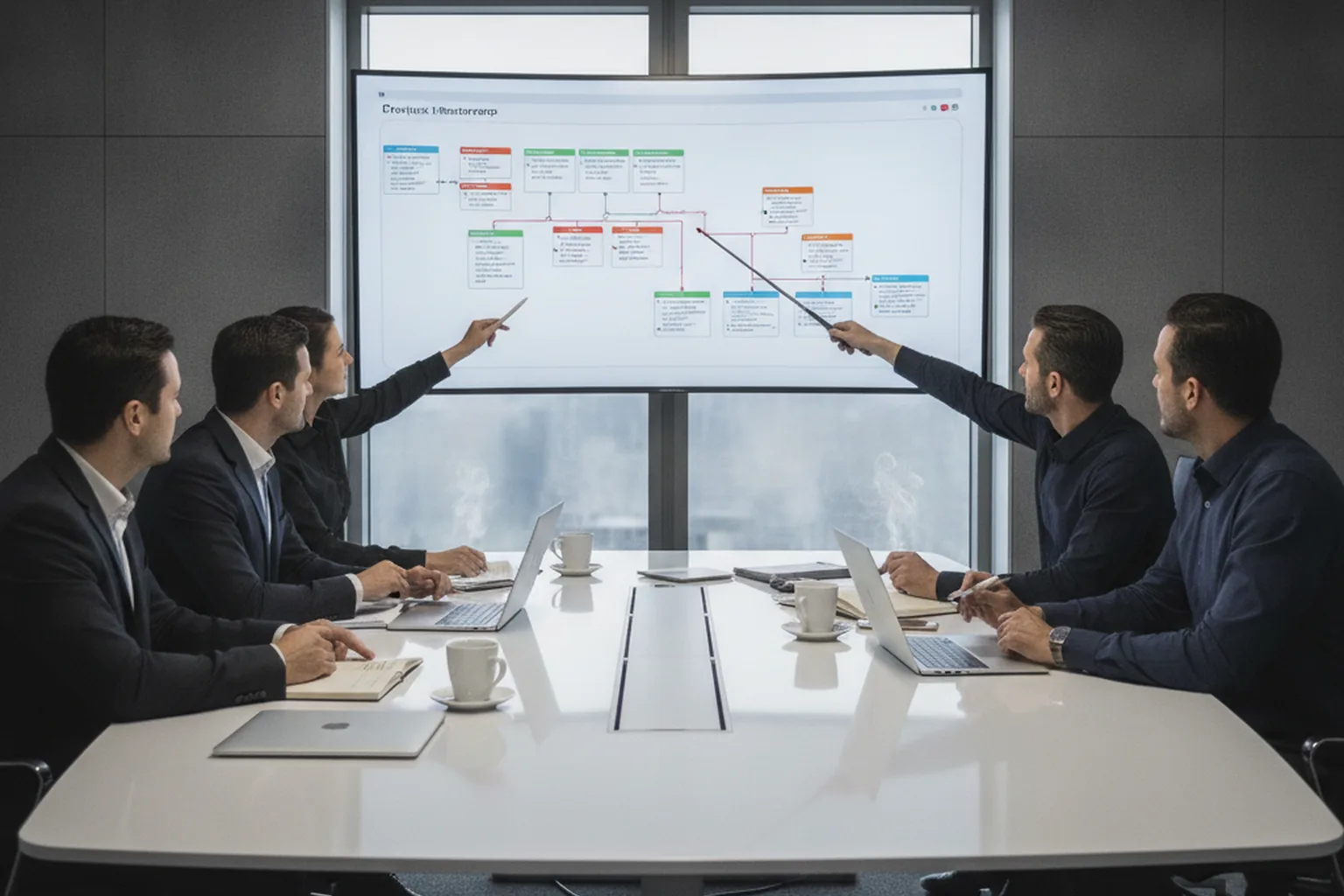 Team che pianifica la roadmap di un progetto software personalizzato