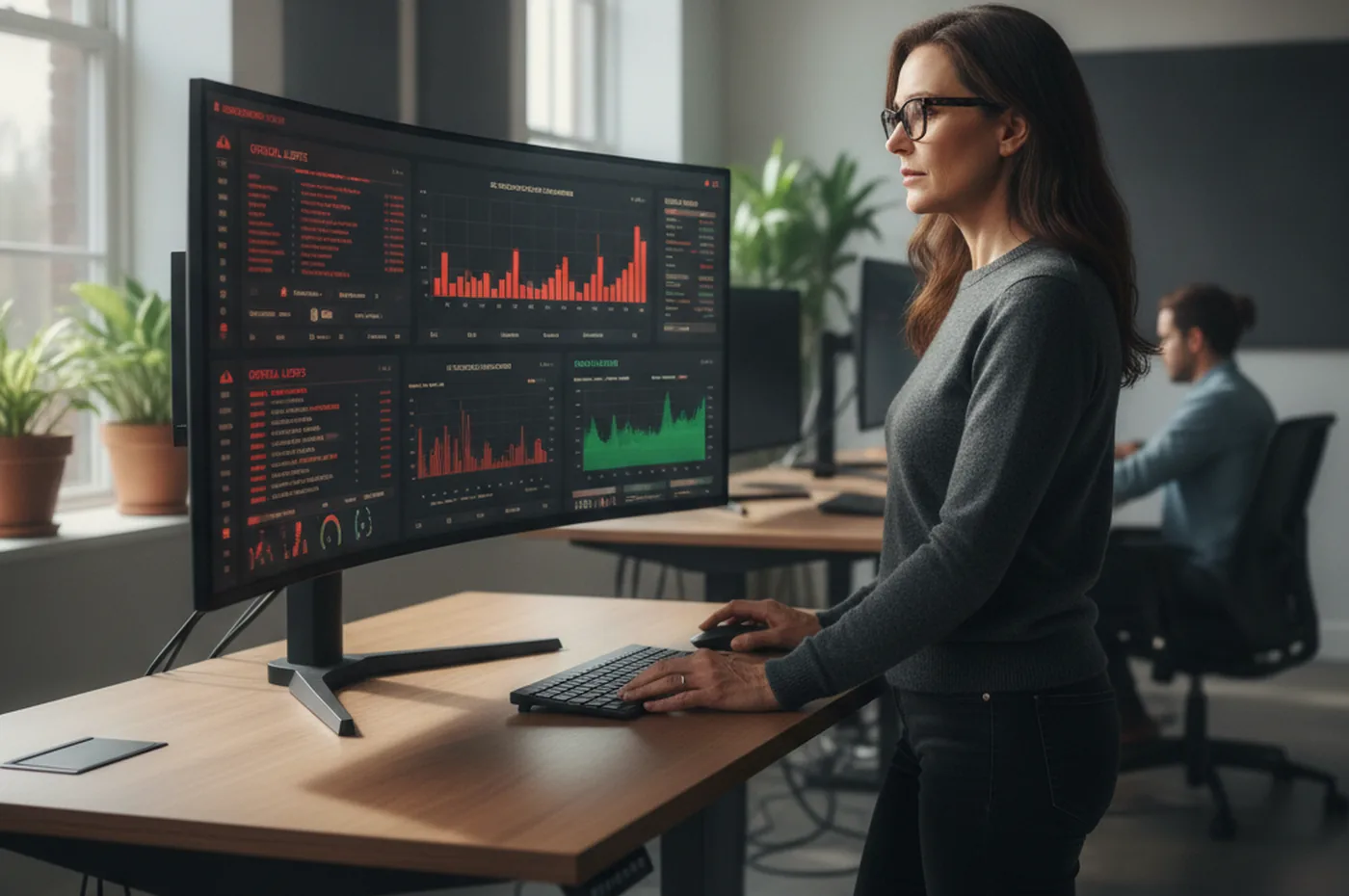 Engineer monitoring a production dashboard with error alerts after a vibe-coded app launch