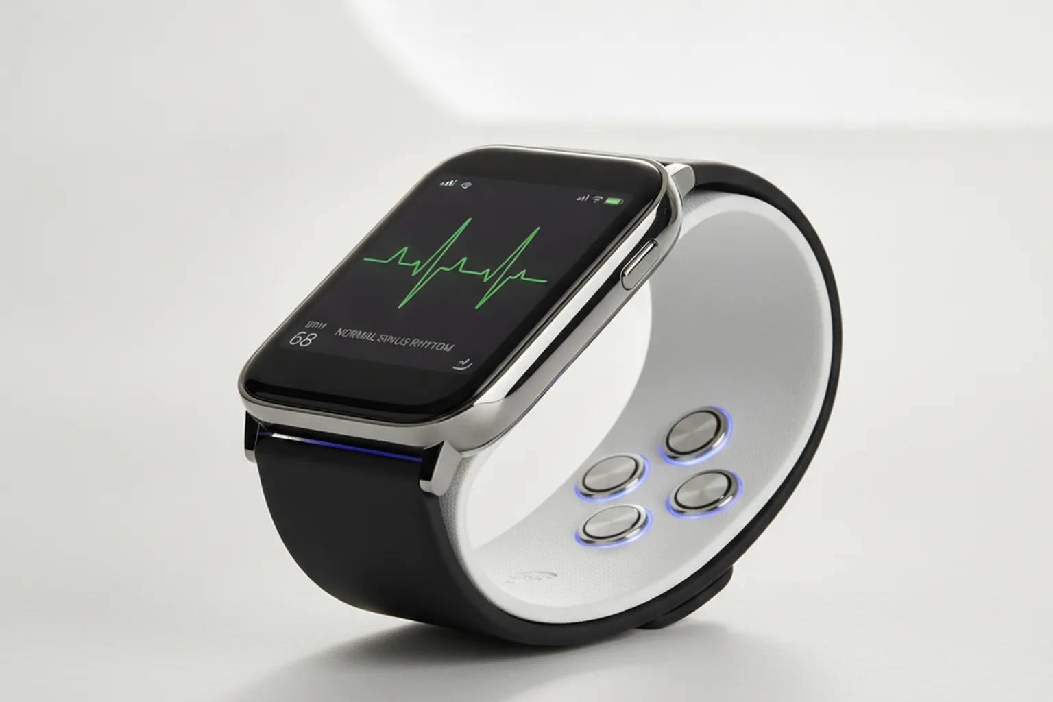 Wearable health device showing ECG monitoring