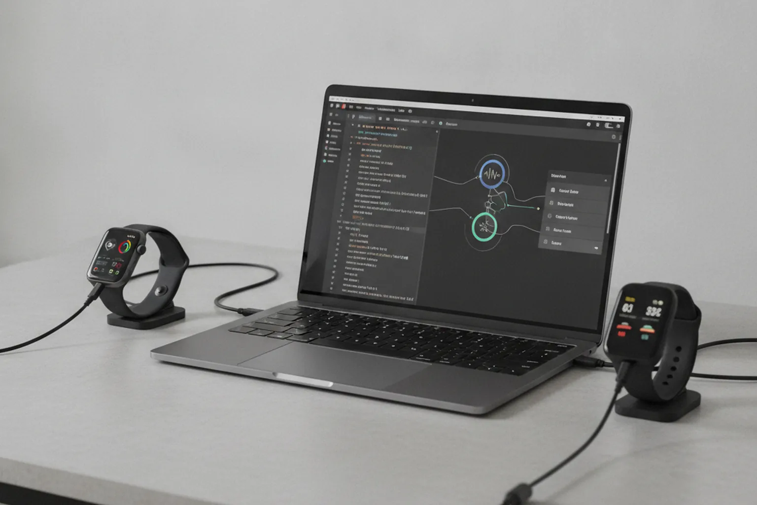 Developer laptop with wearable SDK and connected devices