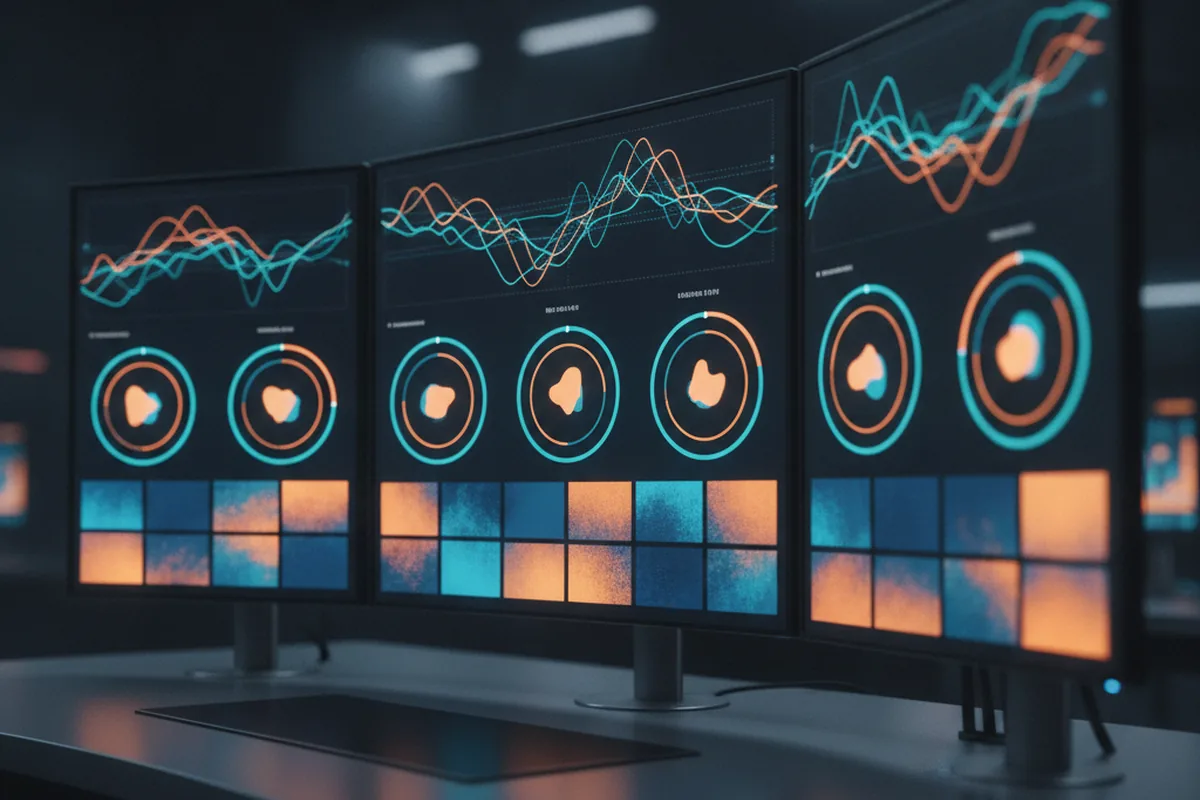 Observability dashboard showing latency, error rate and saturation metrics for a horizontally scaled web application