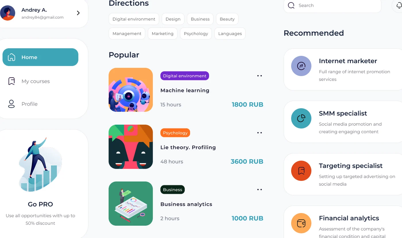 Course and live-session player — modular program with video lessons and a coach-led curriculum on iOS and Android