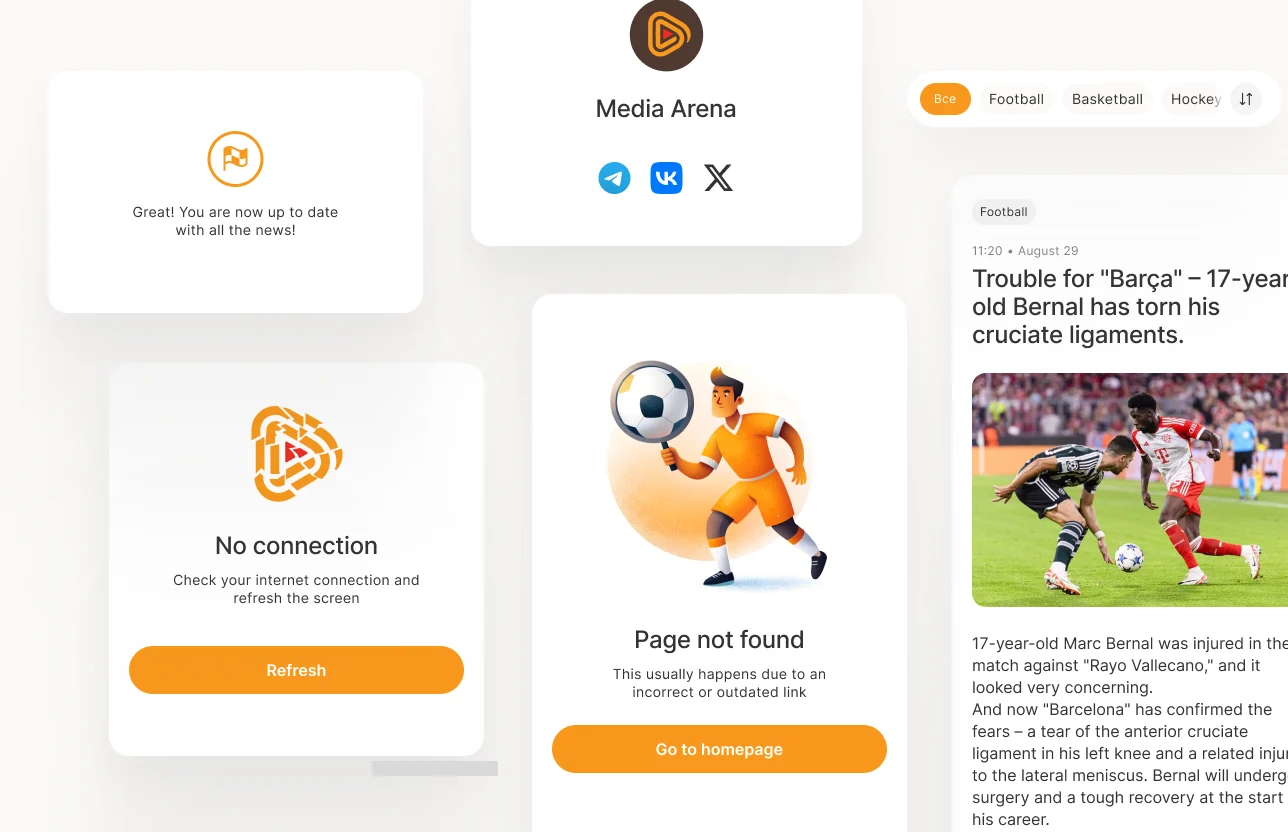 Media Arena live news feed — Symfony backend, Markdown 2.0 to HTML pipeline, full-text search across rubrics