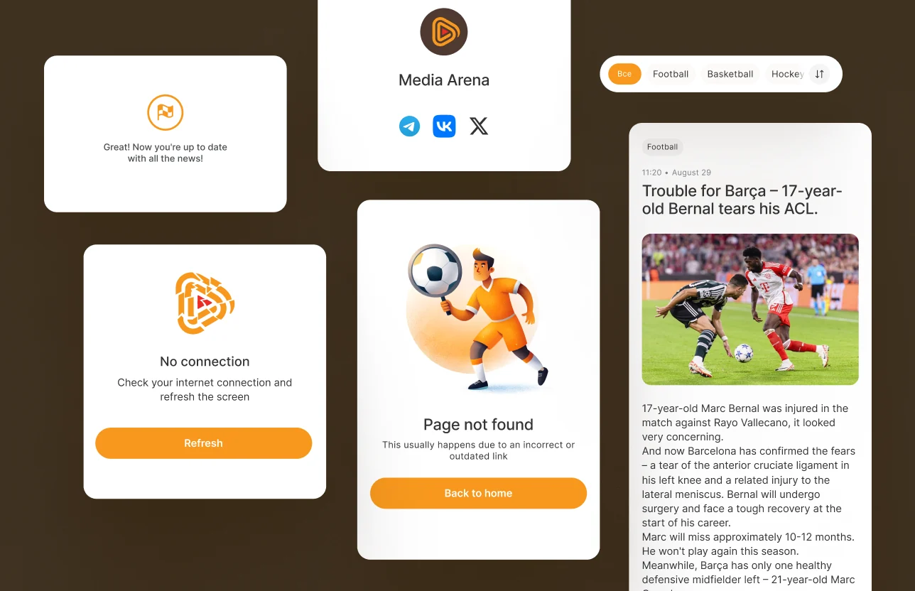 Media Arena Android — Kotlin client with stats dashboard and category filters fed by the Symfony REST API