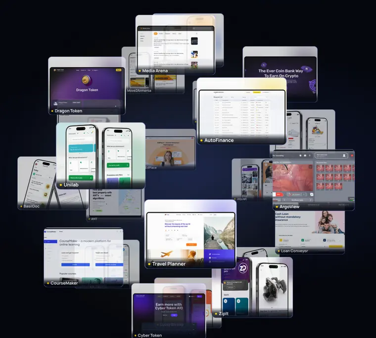 Selected YuSMP Group projects: mobile apps, SaaS dashboards and marketplaces